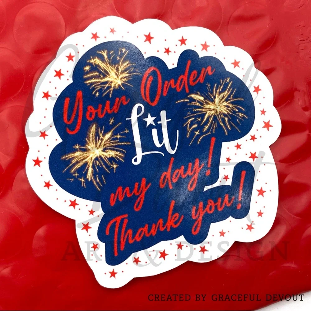 Your Order Lit My Day! Thank You! - 2" (inches) Sticker (48ct.)  [GD144-48] - Picture 3 of 5